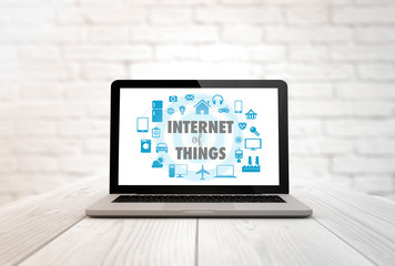 laptop with Internet of things background