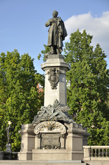 Monument of the most famous Polish poet Adam Mickiewicz in Warsaw, Poland
