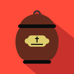 Cremation urn flat icon