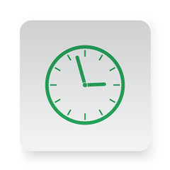 Green Clock icon in circle on white app button