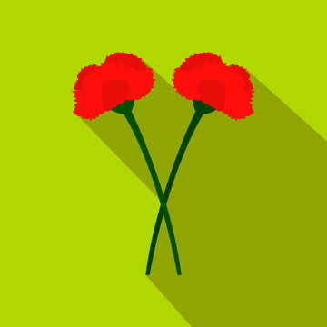 Two Carnation Flowers Flat Icon