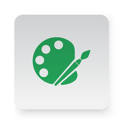 Green Palette icon in circle on white app button