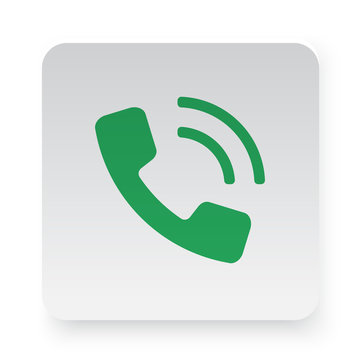 Green Phone icon in circle on white app button