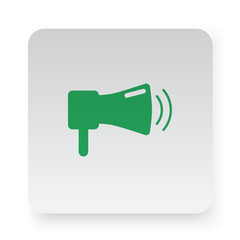 Green Megaphone icon in circle on white app button