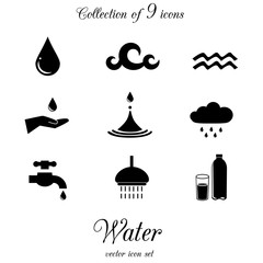Water vector icon set.