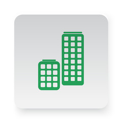 Green Skyscrapers icon in circle on white app button