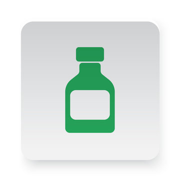 Green Medicine Bottle Icon In Circle On White App Button