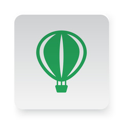 Green Air Balloon icon in circle on white app button