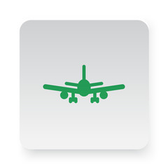 Green Airplane icon in circle on white app button