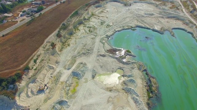 AERIAL VIEW. Green Lake In Open Pit In Bakhchisarai, Crimea