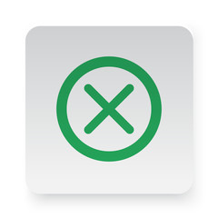 Green Cancel icon in circle on white app button