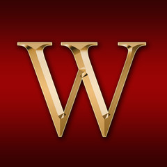 Gold letter "W" on a red background