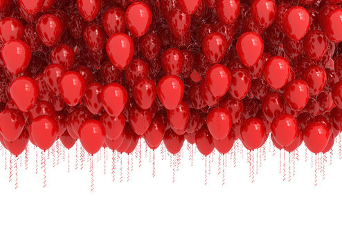 Background Of Red Balloons Isolated On White