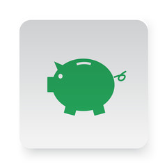 Green Piggy Bank icon in circle on white app button