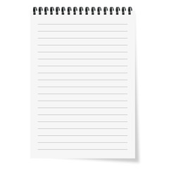 Sheet of paper with spiral and shadows