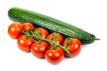 Ripe vegetables isolated on white background