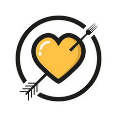 Heart logo with a fork on white background