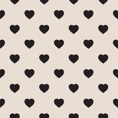 Monochrome seamless pattern with hearts