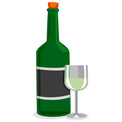 Illustration of Wine Bottle and wine glass