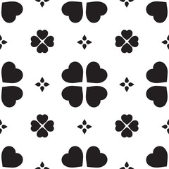 Fototapeta premium Monochrome seamless pattern with hearts