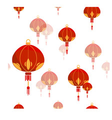 Seamless pattern with Chinese lantern. Flat vector graphics
