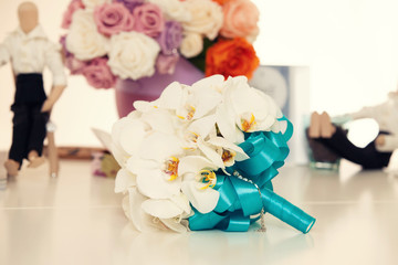 bridal bouquet from white orchids