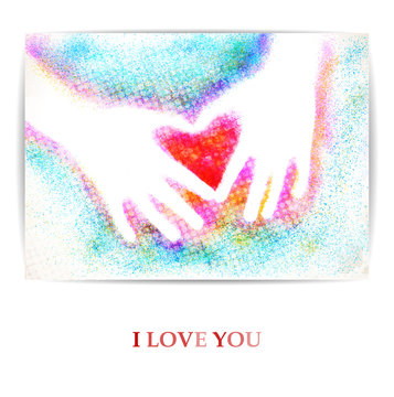 Children's hands in the form of heart. I love you. Vector illustration, EPS 10