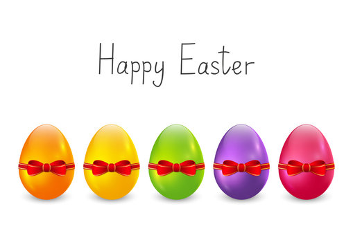 Color Easter eggs on white background