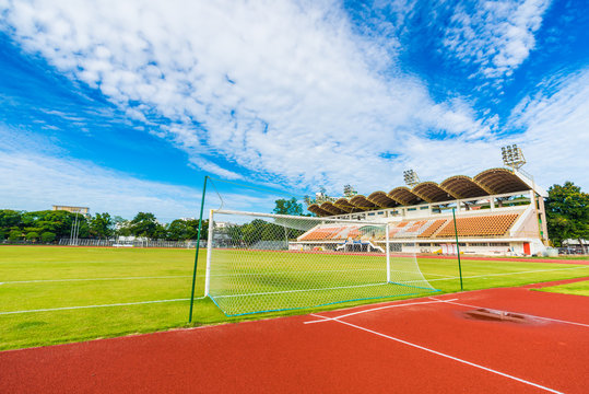 Running track and grandstand.