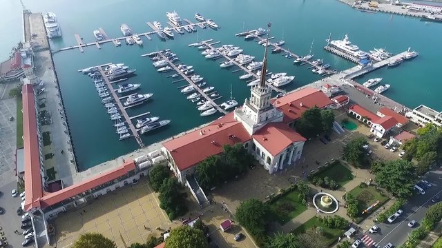 Sea port of Sochi from the height of bird's flight