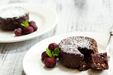 Chocolate Lava cake / Molten lava cake, selective focus