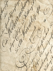 Antique calligraphy. Worn paper texture