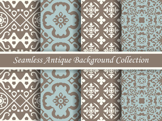 Antique seamless background collection brown and blue_04
