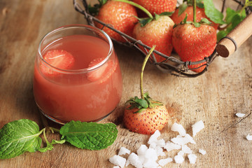 tasty fresh strawberry juice