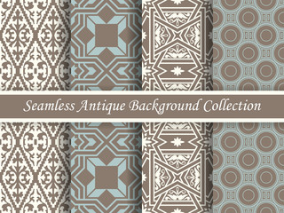 Antique seamless background collection brown and blue_09
