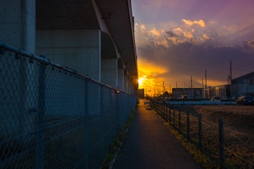 Sunset at Residence Area and Elevated Road