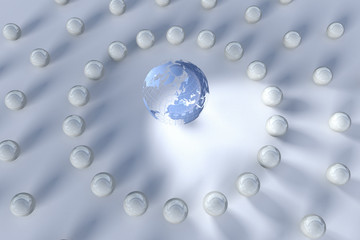 3D-Weltkugel im Zentrum