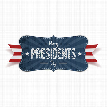 Happy Presidents Day Text on vintage blue Banner
