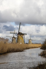 Dutch windmills of Unesco World Heritage Site Kinderdijk, South Holland, Netherlands