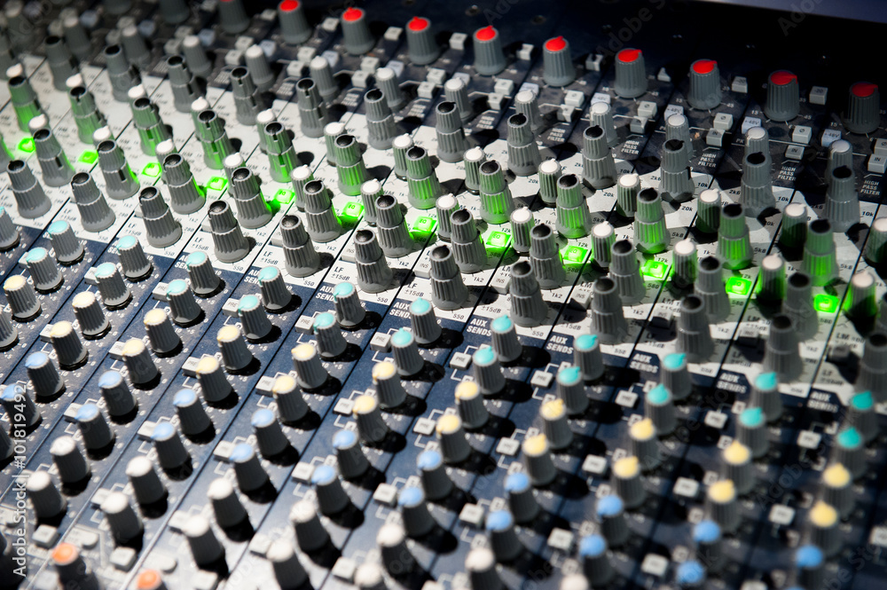 Wall mural Buttons equipment for sound mixer control