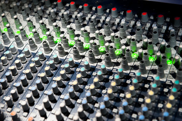 Fototapeta premium Buttons equipment for sound mixer control