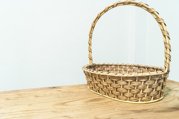 Fototapeta na wymiar Hand make basket on wooden teble