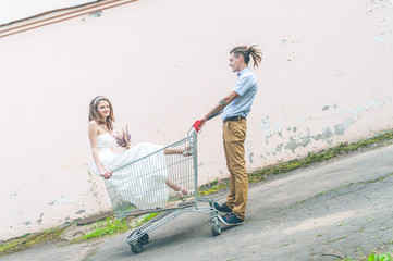 The couple with dreadlocks posing