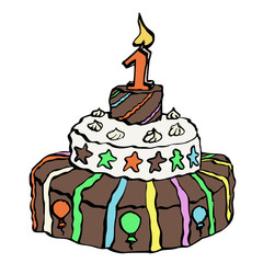 gekleurde verjaardagskaart 1 jaar