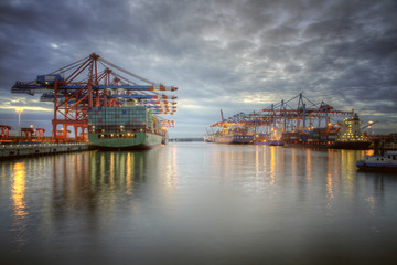 Container terminal in Hamburg, Germany. 