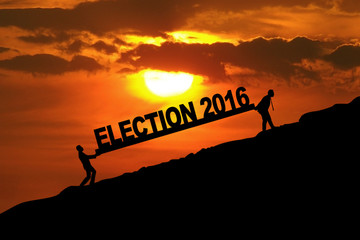People carrying text of election 2016