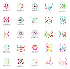 Set of vector linear logotypes, geometric abstract symbols, elegant icons