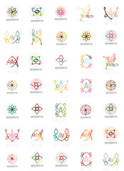 Set of vector linear logotypes, geometric abstract symbols, elegant icons