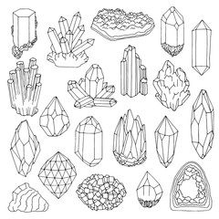 Hand drawn line  crystal, mineral, gem - 101824676