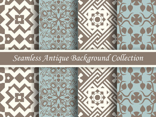 Antique seamless background collection brown and blue_23
